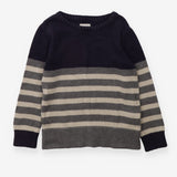 Knitted Sweater Navy Top and Cuffs and Grey and Cr