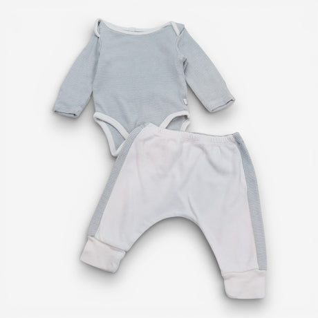 Bodysuit and leggings set blue stripe