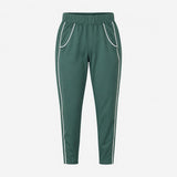 Joggers Green Contrast Piping Tapered Leg Elastica