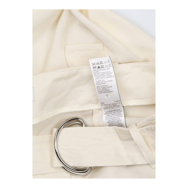 Culottes Belted Wide Leg Linen Blend Ivory Cream