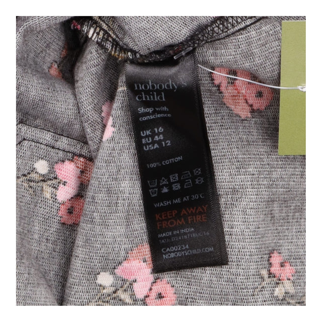 Floral Cotton Corduroy V Neck Pinafore Mini Dress 