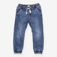 Trousers blue denim with drawstring