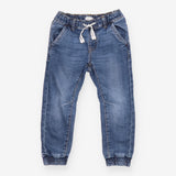 Trousers blue denim with drawstring