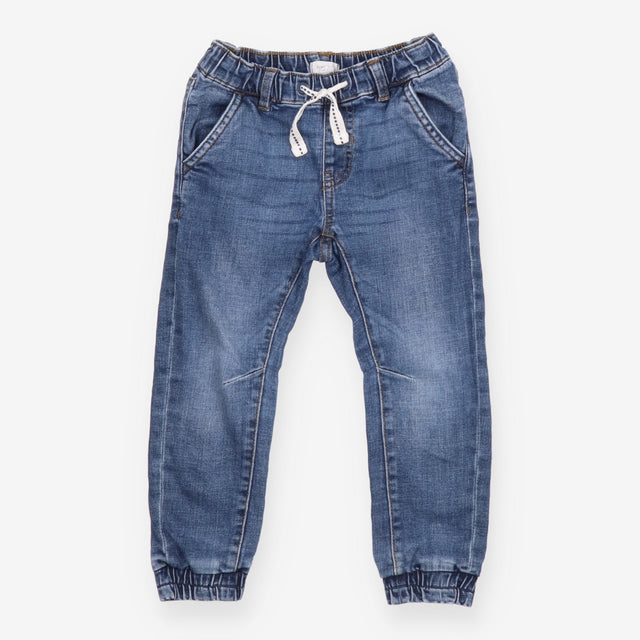 Trousers blue denim with drawstring