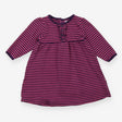 Dress Purple and Pink Stripe with Ruffle Buttoned 