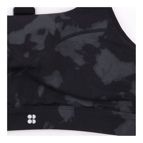 Black Tonal Print Power Medium-Impact Sports Bra