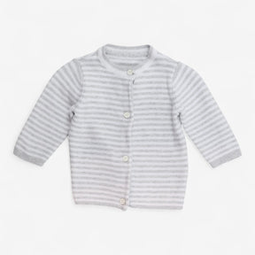 Cardigan Grey and White Stripe