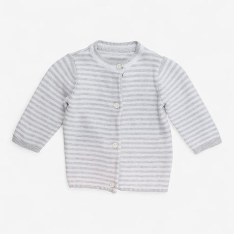 Cardigan Grey and White Stripe