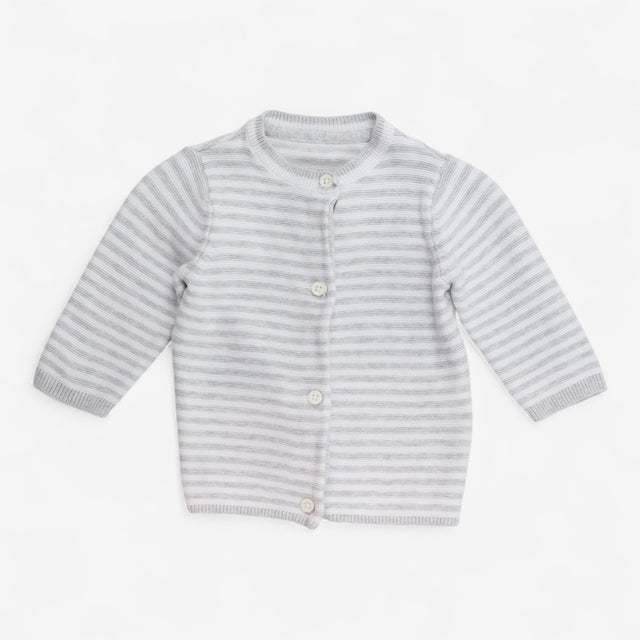 Cardigan Grey and White Stripe