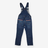 Blue dungarees with rainbow stitch pockets