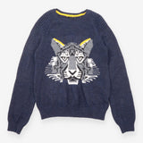 Tiger Jumper Navy Animal Intarsia Long Sleeve
