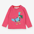 Tee pink LS applique duck