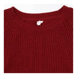 Merino Wool Blend Ribbed Crew Neck Jumper Burgundy