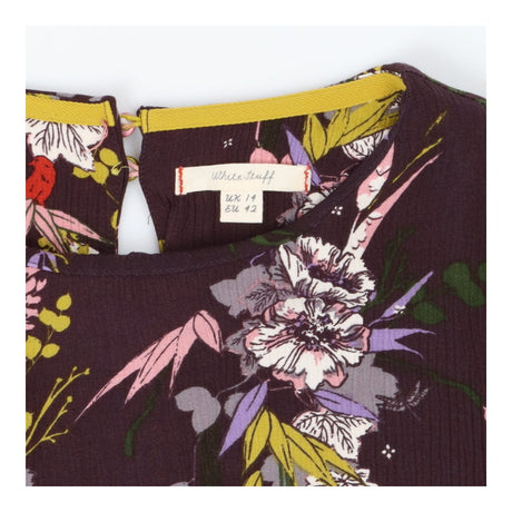 Crinkle Top Long Sleeve Plum Floral Print