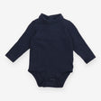 Bodysuit navy ribbed roll neck long sleeve