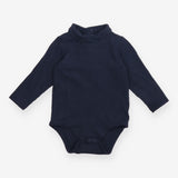 Bodysuit navy ribbed roll neck long sleeve