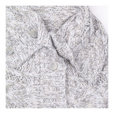 Chunky Cable Knit Poncho Grey Button Front