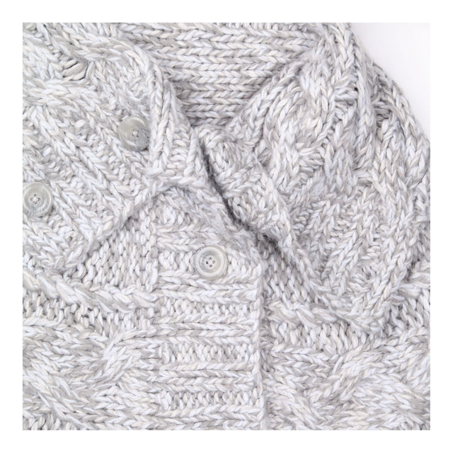 Chunky Cable Knit Poncho Grey Button Front