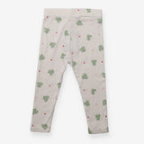 Leggings cream rib green check teddies