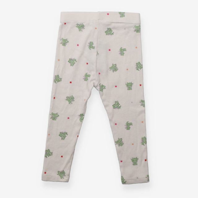 Leggings cream rib green check teddies