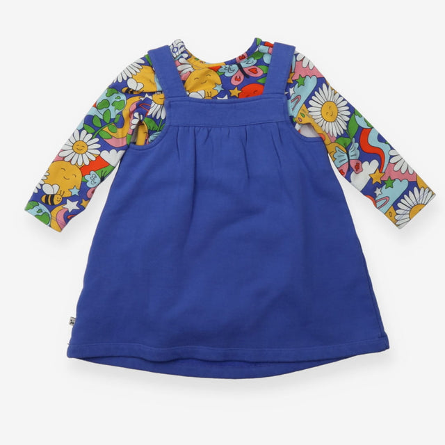 Jersey Dress Blue with Bee and Flower Applique and