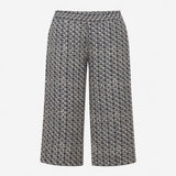 Trousers Navy Blue Cream Block Print Floral Cotton