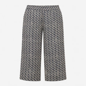 Trousers Navy Blue Cream Block Print Floral Cotton