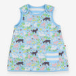 Blue Farm Animals and Striped Dress
