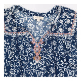 Batik Print Embroidered Tiered Midi Dress