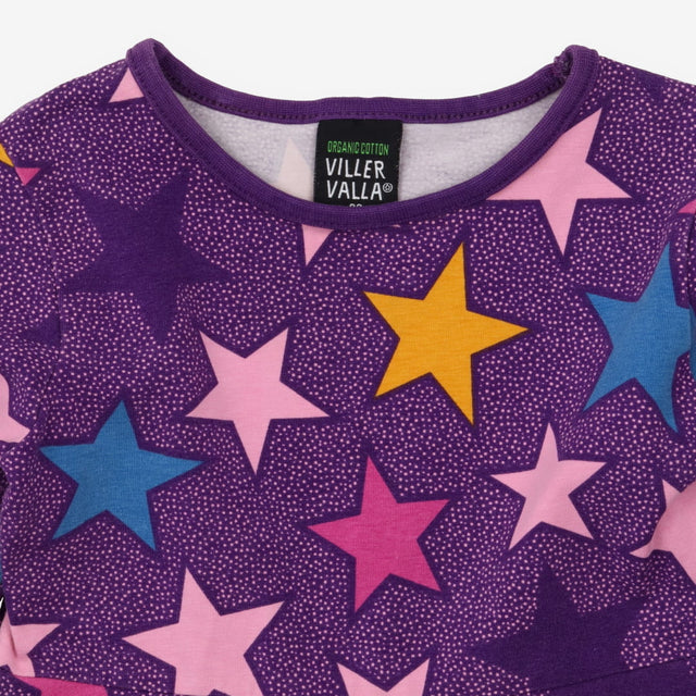 Dress LS jersey purple stars