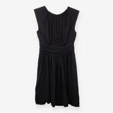 Black Sleeveless Tea Dress Ruched Waist