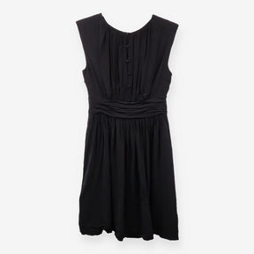 Black Sleeveless Tea Dress Ruched Waist