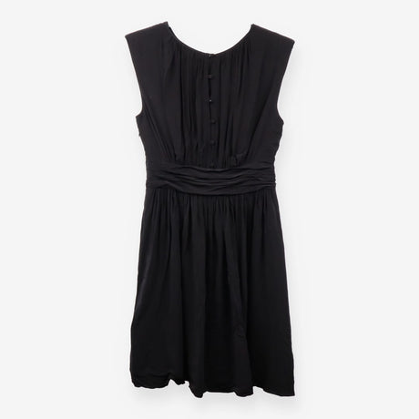 Black Sleeveless Tea Dress Ruched Waist