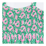 Maxi Dress Smocked Jersey Paisley Green Pink