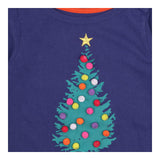 T-Shirt Long Sleeve Navy Christmas Tree Pom Poms