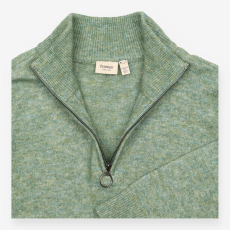 Knitted Dress Sage Green Half Zip Long Sleeve Midi