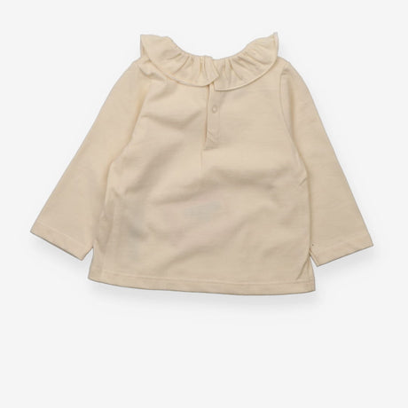 T-Shirt Long Sleeve Ruffle Collar Cream