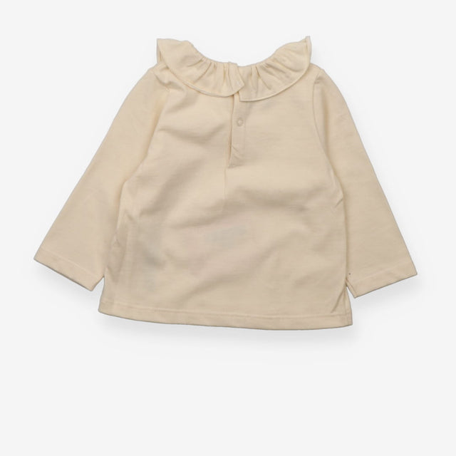 T-Shirt Long Sleeve Ruffle Collar Cream