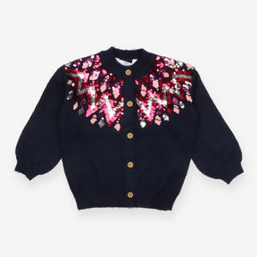 Cardigan blue pink sequin design