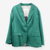 Green Linen Blend Blazer
