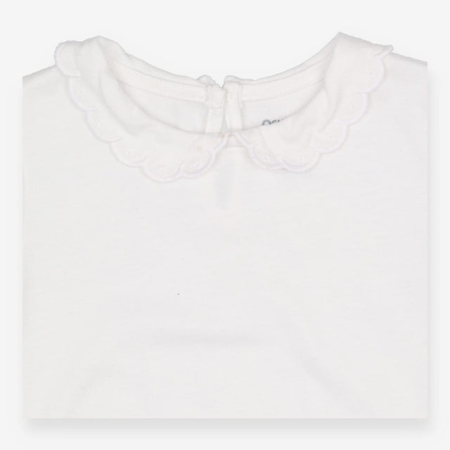 Bodysuit Short Sleeve White Collared