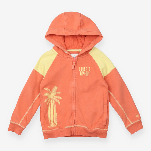 Zipped Hoodie Orange and Yellow ''Surf's Up''