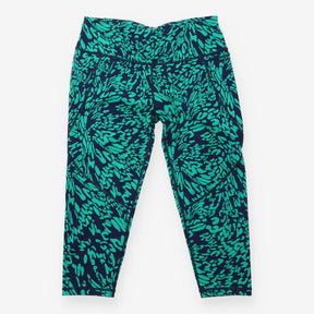 Green & Navy Abstract Print High Waisted Leggings