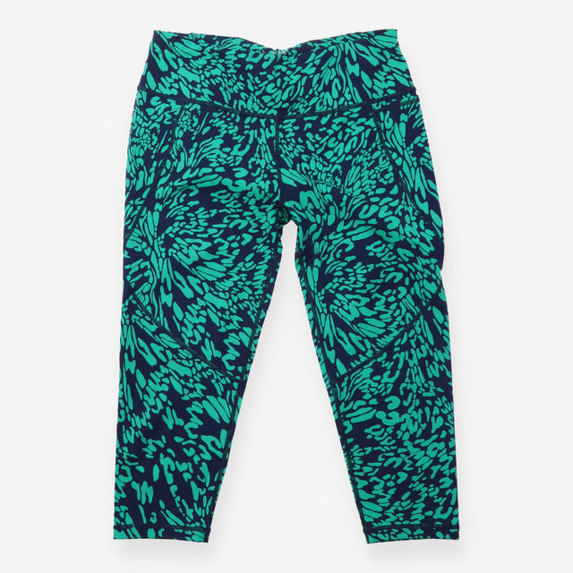 Green & Navy Abstract Print High Waisted Leggings