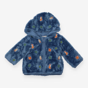Fleece Hooded Cardi zipped Blue 