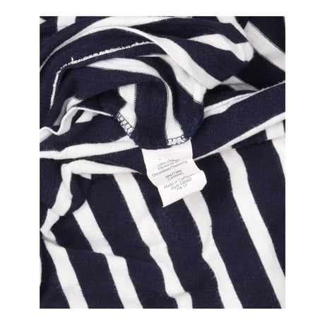 T-Shirt Striped Embroidered Floral Short Sleeve Na