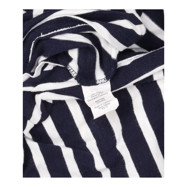 T-Shirt Striped Embroidered Floral Short Sleeve Na