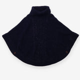 Poncho Navy with roll neck and silver thread