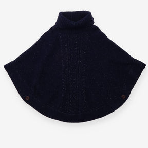 Poncho Navy with roll neck and silver thread