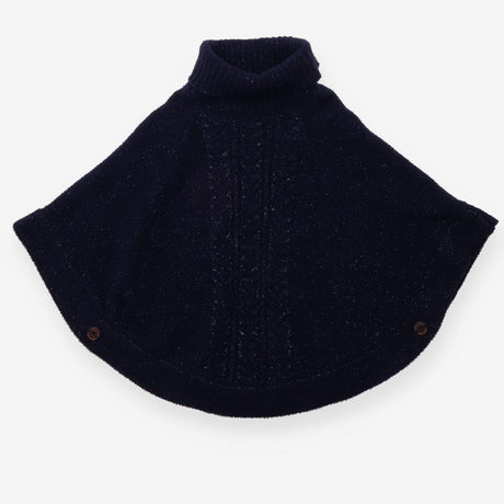 Poncho Navy with roll neck and silver thread